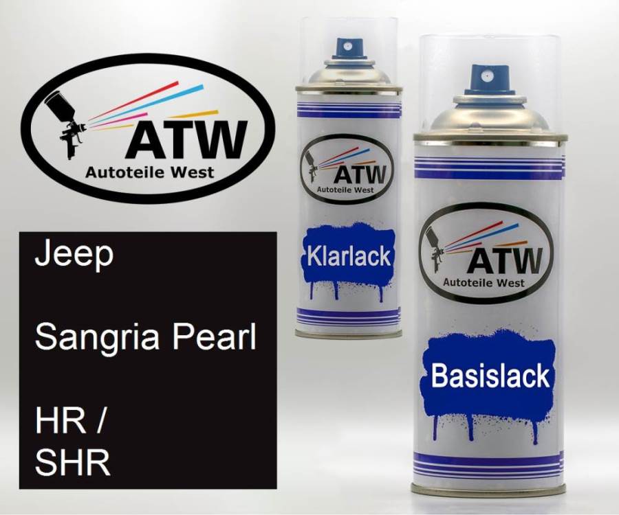 Jeep, Sangria Pearl, HR / SHR: 400ml Sprühdose + 400ml Klarlack - Set, von ATW Autoteile West.